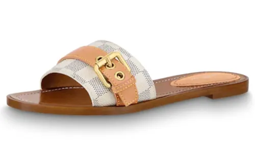 LOUIS VUITTON Lock It Slide Slippers Women's Brown