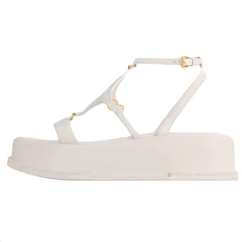 LOUIS VUITTON Summer Bundle Holiday Cow Leather One Strap Sandals 5CM Women's White