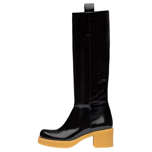 MIU MIU Knee high Boots 6CM Women's Pitch Black