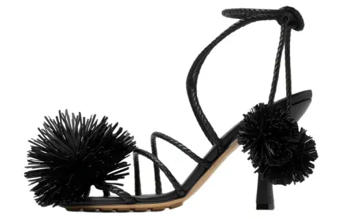 Bottega Veneta Adam Leather One Strap Sandals 9cm Women's Black