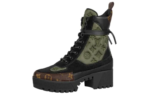 LOUIS VUITTON Laureate Platform Ankle Boots Women's Green