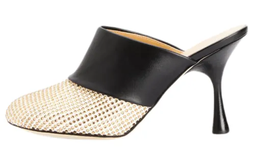 LOEWE Rhinestone Closed Toe Slippers Women's Black