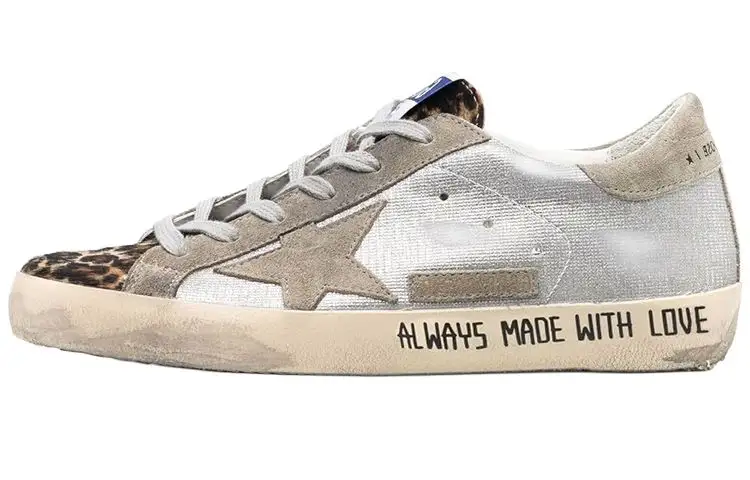 Golden Goose Super Star Leather Low top Stylish Skateboarding Shoes Women's Brown Gray Distressed