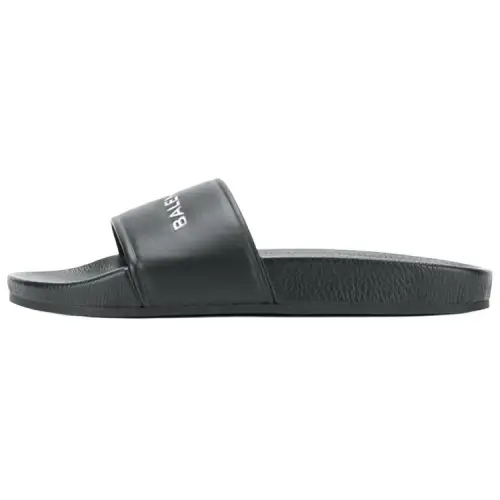 Balenciaga Leather Slide Slippers Women's Black