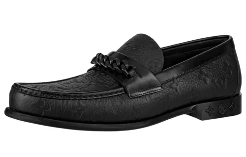 LOUIS VUITTON Leather Casual Shoes Men's Black