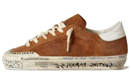 Golden Goose Super Star Leather Low top Skateboard Shoes Women's Brown Distressed