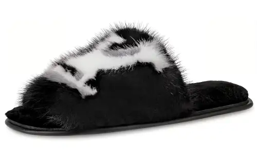 LOUIS VUITTON Homey Slide Slippers Women's Black/White