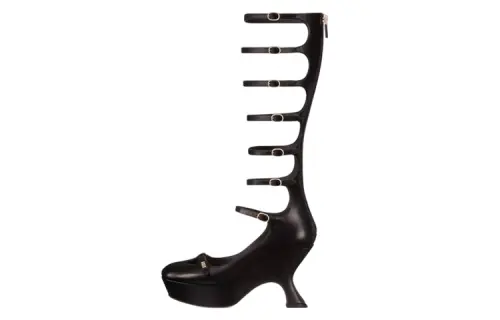 DIOR Aime Dior Leather Knee High Boots 9.5cm Women's Black