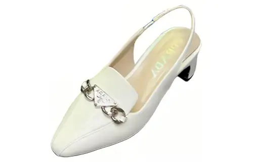 PRADA Chunky Heel High Heels 4.5cm Women's White