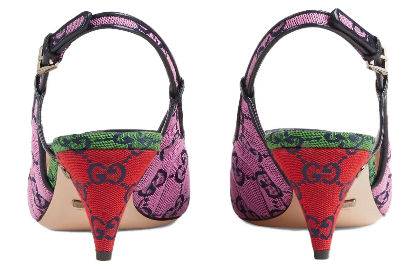 GUCCI Print Cone Heel High Heels Women's Pink