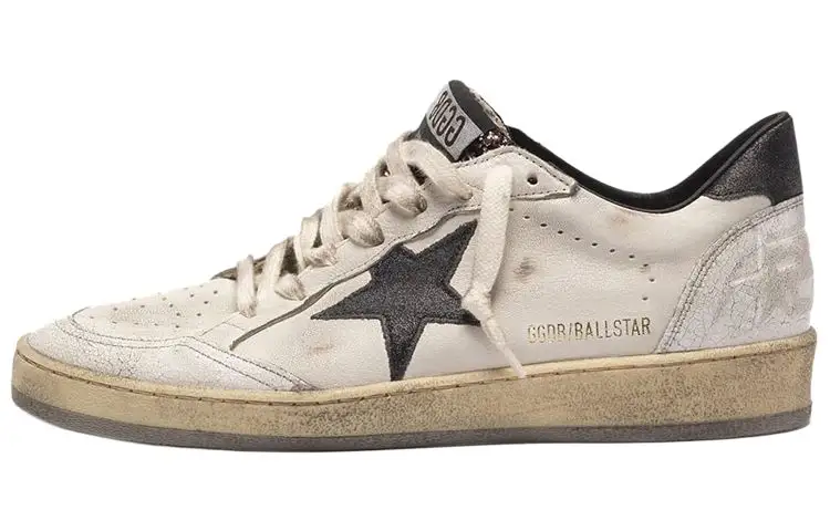 Golden Goose Ball Star Stylish Skateboarding Shoes Women's White Black Heel Tab Distressed