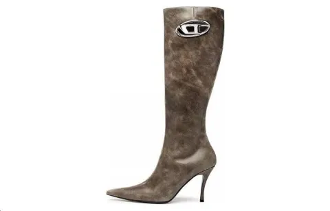 DIESEL OVAL-D Knee-high Boots Women's Gray