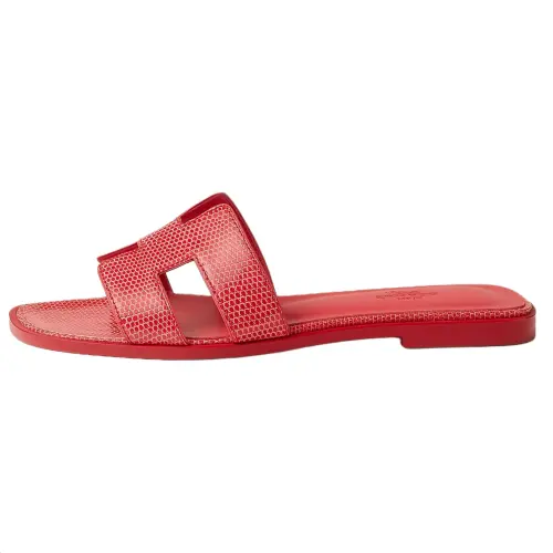 HERMES Oran Slide Slippers Women's Rose Vermilion