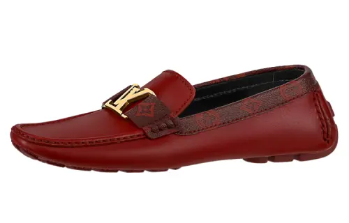 LOUIS VUITTON Leather Casual Shoes Men's Bordeaux Red