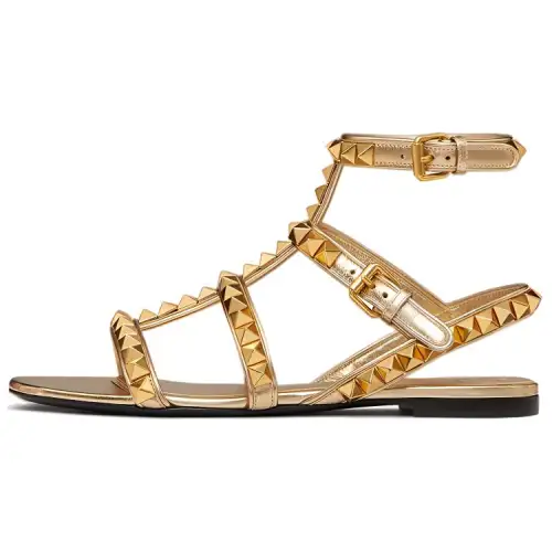 Valentino Rockstud GARAVANI One Strap Sandals Women's Gold