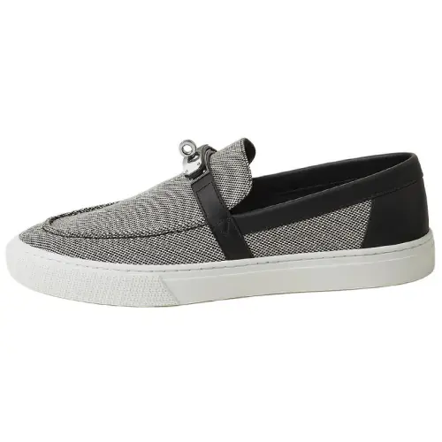 HERMES Game Calfskin Loafers Men's Black