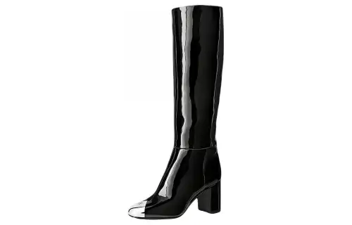 LOUIS VUITTON Louise Leather Cow Leather Knee high Boots Women's Black