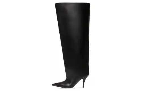 Balenciaga Waders Leather Fashion Knee high Boots Women's Black