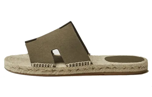 HERMES Antigua Espadrille Tundra Green Suede Goatskin
