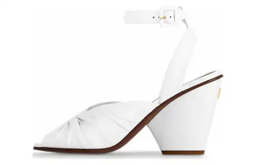 LOUIS VUITTON Olympia Leather One Strap Sandals 8.5cm Women's White