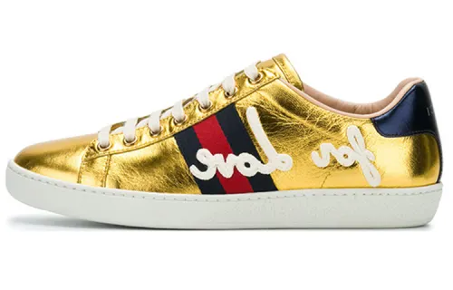 GUCCI Women's Ace Metallic 'For Love Gold' Women's