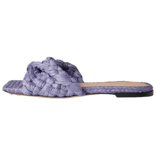 Bottega Veneta Raffia Stretch Flat Sandals Lavender Women's