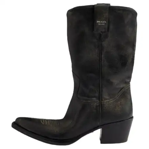 PRADA Leather Ankle Boots 4.5cm Women's Black