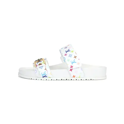 LOUIS VUITTON Bom Dia Flat Comfort Mule Takashi Murakami White Women's