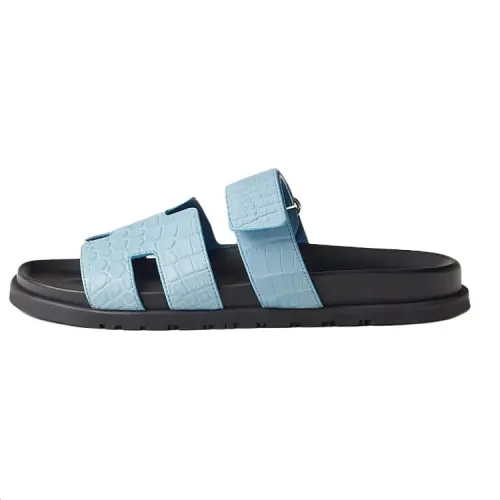 HERMES Chypre Slide Slippers Men's Blue