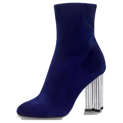LOUIS VUITTON Silhouette Suede Ankle Boots 10cm Women's Blue