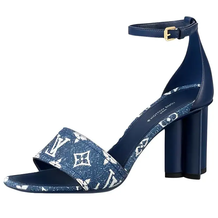 LOUIS VUITTON Silhouette Buckle One Strap Sandals Women's Blue