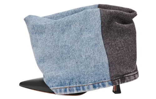 LOEWE Denim, Leather Ankle Boots Women's Blue Gray