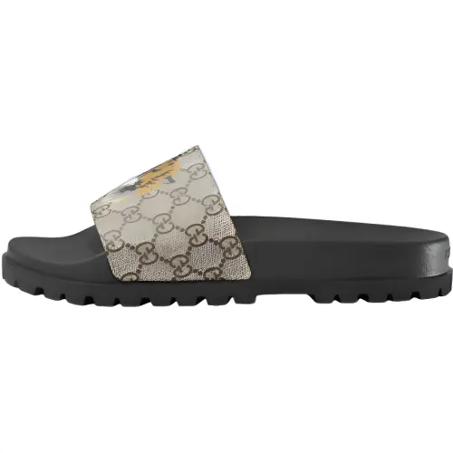 GUCCI GG Supreme Rubber Slide Slippers Men's Black