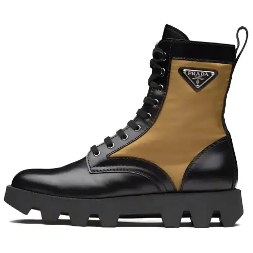 PRADA Comfortable Mid Calf Boots Men's Black Brown
