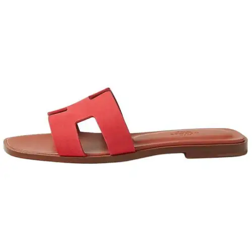 HERMES Oran Slide Slippers Women's Red