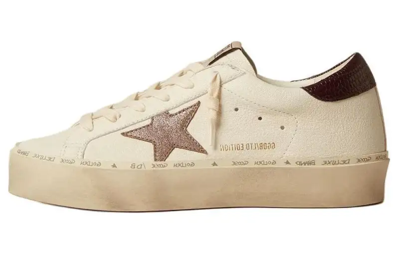 Golden Goose Hi Star LTD Leather Low top Skateboard Shoes Women's Beige