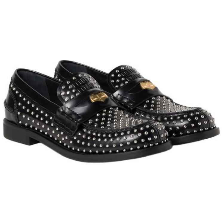 MIU MIU Leather Loafers Women's Black