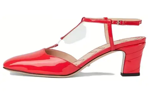 GUCCI Chunky Heel High Heels 5.5cm Women's Red