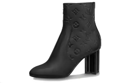 LOUIS VUITTON Silhouette 8cm Heeled Boots 'Black Monogram' Women's