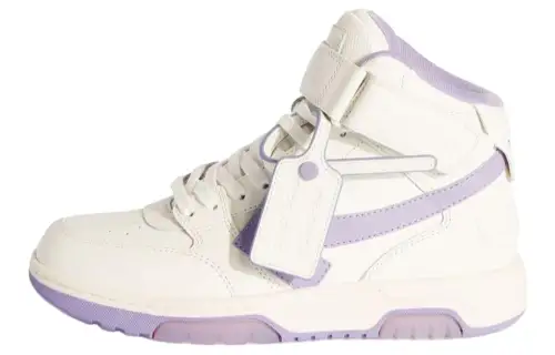 OFF WHITE Out Of Office Leather Mid top Skateboard Shoes Women's White Purple