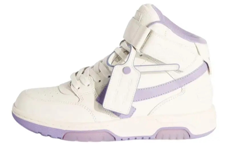 OFF WHITE Out Of Office Leather Mid top Skateboard Shoes Women's White Purple