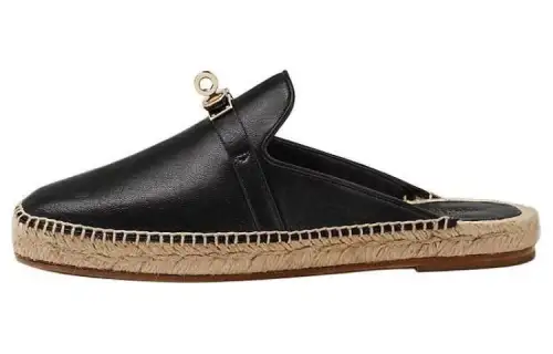 HERMES Feria Closed Toe Slippers Women's Black