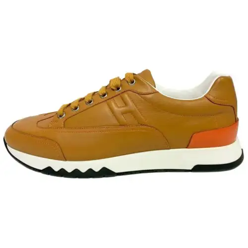 HERMES Leather Low top Casual Shoes Men's Brown