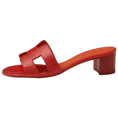 HERMES Oasis Slide Slippers 5cm Women's Red
