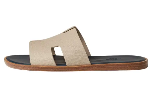 HERMES Izmir Slip on Slide Slippers Men's Light Brown