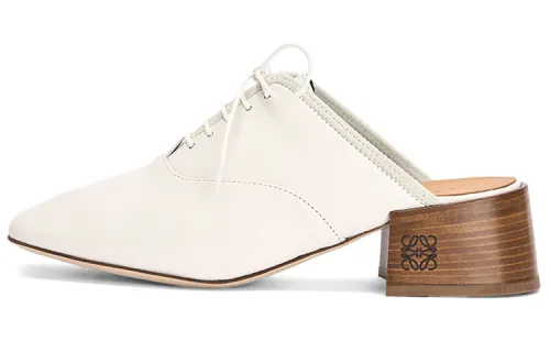 LOEWE Sheepskin Block Heel High Heels Women's White