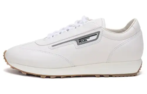 PRADA Leather Lace Up Breathable Low top Casual Shoes Men's White