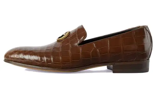 GUCCI Crocodile Leather Men's Casual Shoes Men's Brown