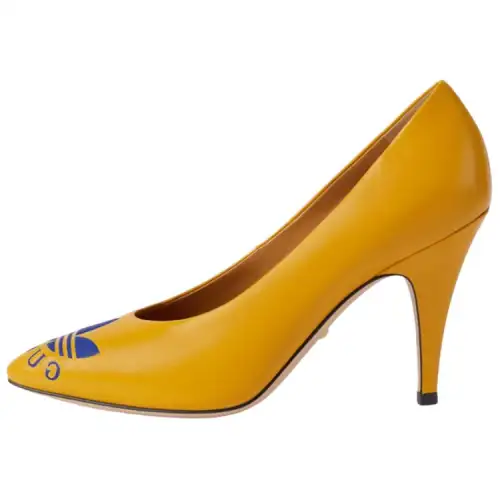 Adidas Originals x GUCCI Leather Cone Heel High Heels Women's Yellow
