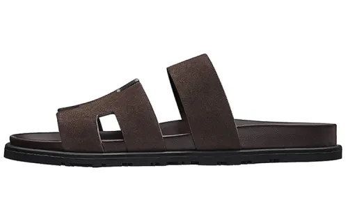 HERMES Ankara Slide Slippers Men's Dark Brown